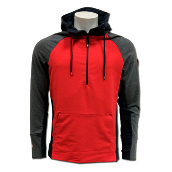 Red-grey 1/4 zip hoodie
