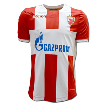 Macron red and white FC Red Star jersey 2017/18