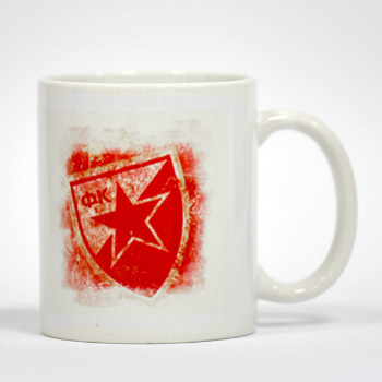 Fluorescent coffee cup Red Star emblem - contour
