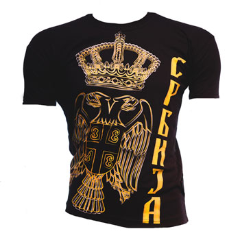 Black T shirt Serbia with gold print