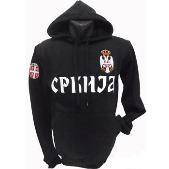 Black sweatshirt with hood Serbia-1