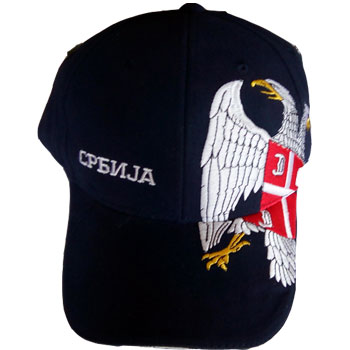 Serbia cap with embroided eagle - navy-1