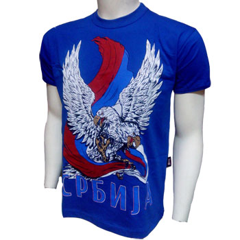 Blue T shirt Serbian eagle