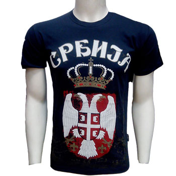 Navy T shirt Serbian crown