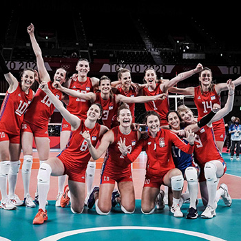 Official Peak volleyball jersey and shorts of Serbia female 2021/22 - red-2