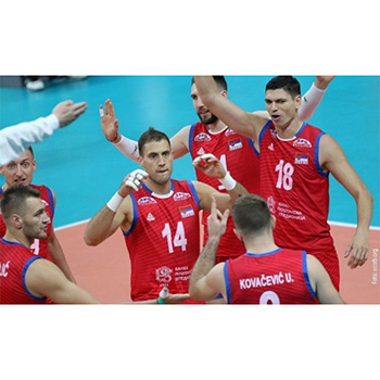 Official Peak volleyball jersey and shorts of Serbia male new - red-1