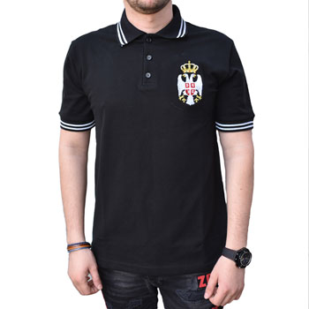 Polo T shirt Serbia - black
