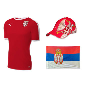 Fan set for WC - Puma jersey, cap and flag Serbia 1.5 x 1 m,