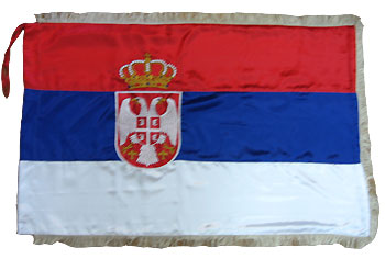 Embroidered satin flag Serbian 150 x 100 cm