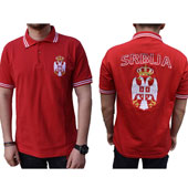 Polo T shirt Serbia with emblem in red color