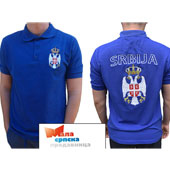 Polo T shirt Serbia with emblem in blue color