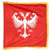 Saten flag emblem of Nemanjic 100 cm x 100 cm - double with resamples