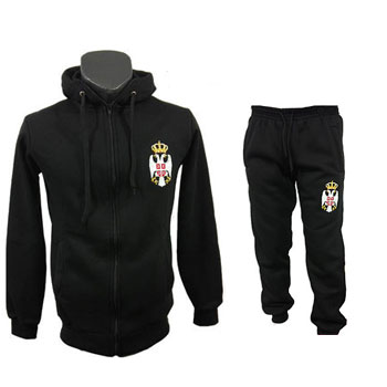 Black tracksuit Serbia with embroided emblem