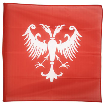 Red mesh flag Nemanjic coat of arms 100 cm x 100 cm