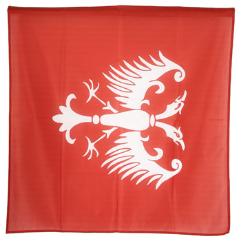 Red mesh flag Nemanjic coat of arms 100 cm x 100 cm-1