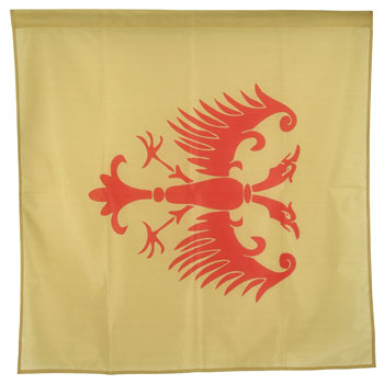 Yellow mesh flag Nemanjic coat of arms 100 cm x 100 cm-1