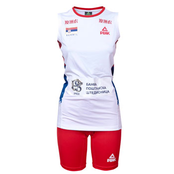 Peak women jersey of Serbia volleyball team in white color
