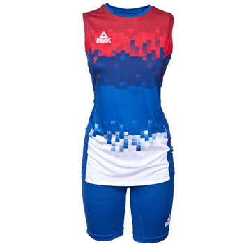 Peak training women`s jersey and shorts of volleyball team Serbia in blue