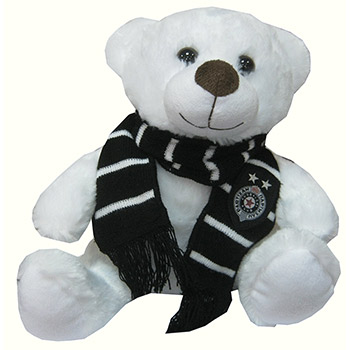 Shimmering teddy bear with scarf 2012