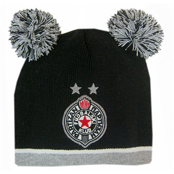 Kids winter cap with two pom-poms FC Partizan 2426