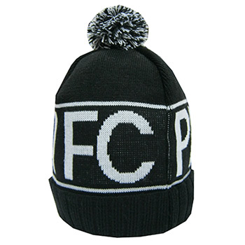 Black winter cap with pom-pom FC Partizan 2835-1