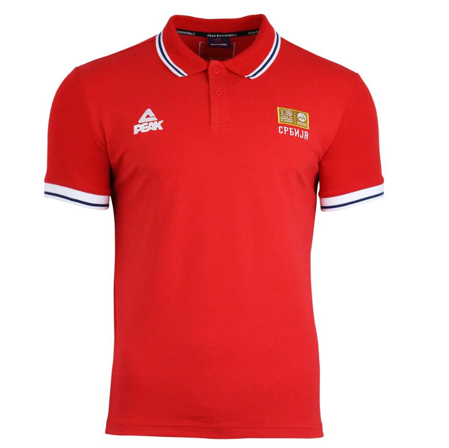 Peak Serbia national basketball team polo shirt 2023 - red