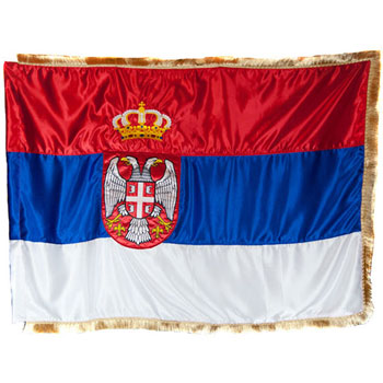 Satenska zastava Srbije 300 cm x 200 cm - dupla sa resama