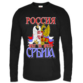 T shirt with long sleeves Serbia and Russia - black