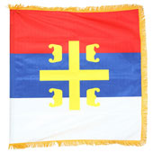Satenska zastava Srbija 4S 100 cm x 100 cm - dupla sa resama