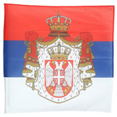 Mesh flag Serbia festive coat of arms 100 cm x 100 cm 