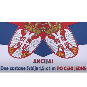 AKCIJA - Dve Zvanične zastave Srbije (1.5 x 1m) po ceni jedne