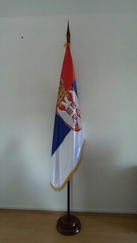 Satenska zastava Srbije 150 cm x 100 cm - dupla se resama