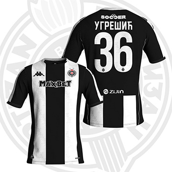 Kappa kids black & white jersey FC Partizan 2025/26 with print