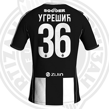 Kappa dečiji crno-beli dres (Fan Edition) FK Partizan 2025/26 sa štampom-1 Kappa dečiji crno-beli dres (Fan Edition) FK Partizan 2025/26 sa štampom-1
