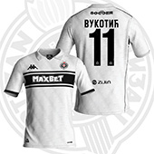 Kappa dečiji beli dres FK Partizan 2025/26 sa štampom